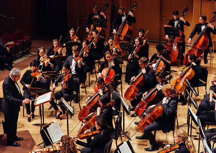 SCC orchestra performing in the auditorium